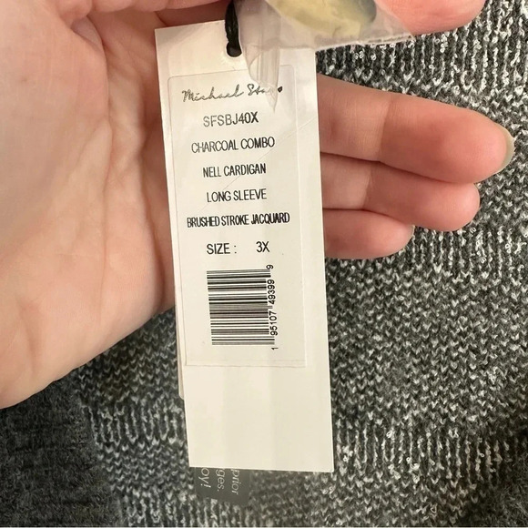 Michael Stars Charcoal Combo Nell Cardigan Long Sleeve Thick Sweater Sz 3X NWT - Picture 7 of 9